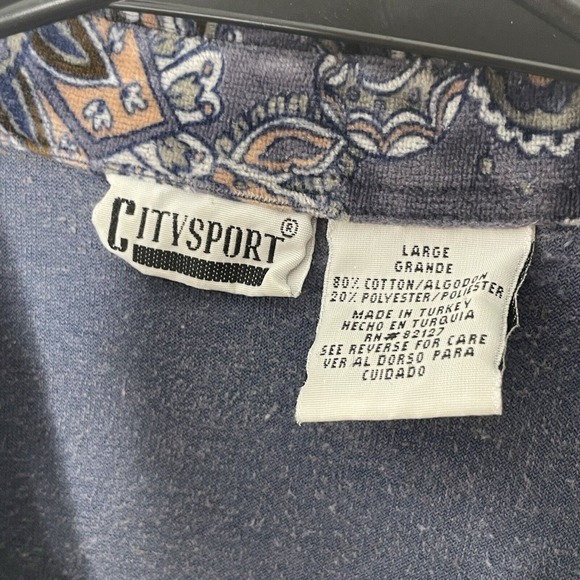 Vintage Velvet Paisley Jacket Womens Size L Blue Boho Western Art Teacher Top - Picture 3 of 8